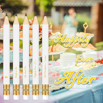 Pack of 50-4'' Bridal Shower Pencils, Pre-sharpened Half Pencils for Bridal Shower Party Games