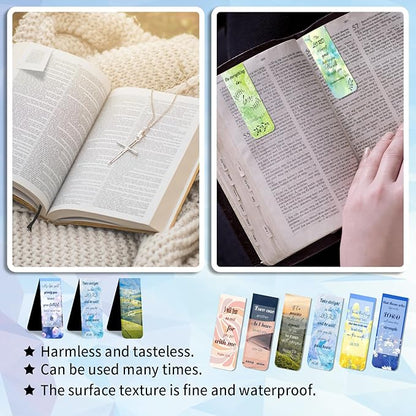 48 Piece Bible Verse Magnetic Bookmarks - Christian Scripture Inspirational Book Marks with Boxes - Religious Motivational Book Marker Prayer Page Clips for Women & Men Reading Gifts