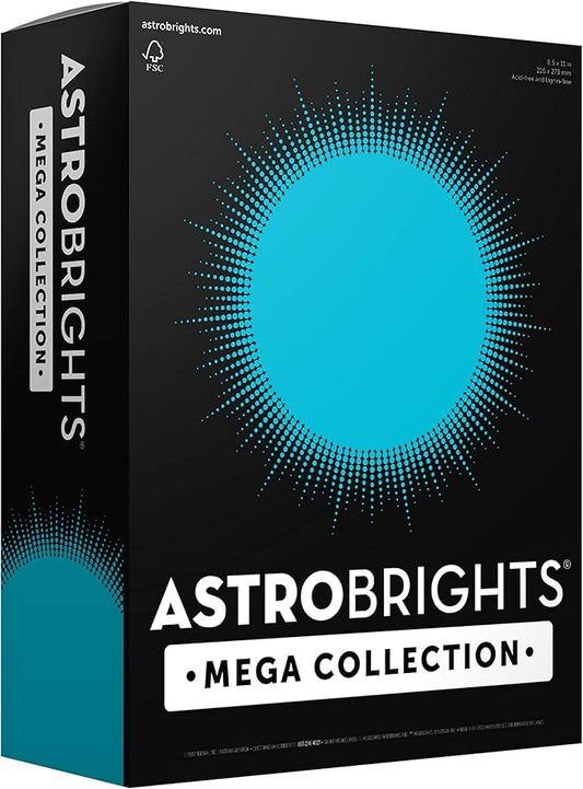 Astrobrights Mega Collection, Colored Paper, Bright Blue, 625 Sheets, 24 lb/89 gsm, 8.5" x 11" - MORE SHEETS! (91621)