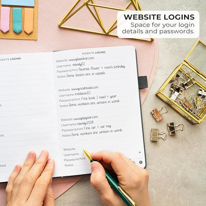 Clever Fox Address Book with alphabetic tabs - PU Leather Telephone and Address Book for Keeping Contacts Safe, Contact Organizer Journal, Medium Size (5.3″ x 7.7″) Hardcover, Silver Black