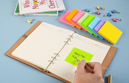 8 Pads Lined Sticky Notes 3x3 in Post, 8 Colors Self Sticky Notes Pad Its, Bright Colorful Square Sticky Notes for Office, Home, School, Meeting, 82 Sheets/pad