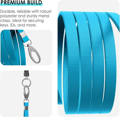 10 Pack Lanyards for ID Badges, Cruise Ship Cards, Keys, Keychain, Long-lasting Neck lanyard Strap with Clasp, Cruise Badge Key Lanyards for Men, Women, Teachers, Kids (Light Blue)