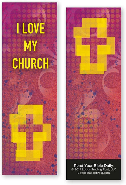 I Love My Church, Bulk Pack of 25 Christian Bookmarks for Kids, Childrens Faith Book Markers, Sunday School Prizes, Religious Gifts for Kids & Youth
