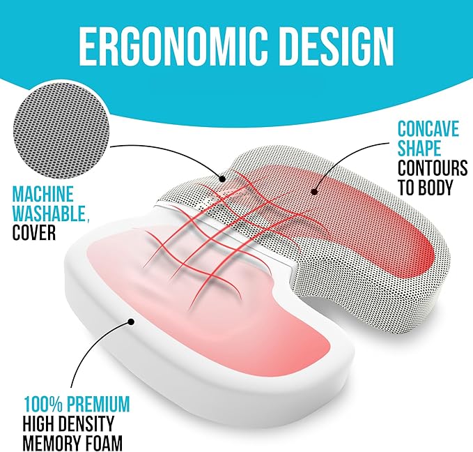 FORTEM Seat Cushion and Lumbar Support for Office Chair, Desk Chair Cushion, Memory Foam Office Chair Cushion, Non Slip Sitting and Back Pillow for Gaming, Car Seat Cushion, Chair Pad