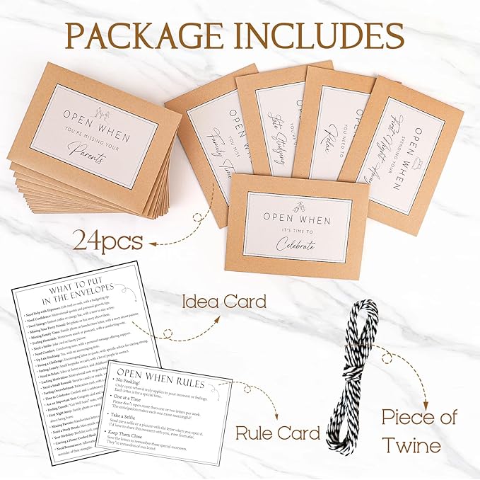 Graduation Gifts - 24 Pcs Open When Envelopes Letters Set - 2025 High School College Students Personalized Emotional Support Present - Best Grad Gift Ideas from Parents for Him Her Boys Girls Friends