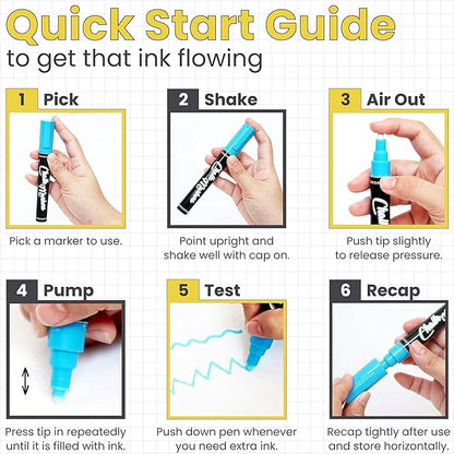 5 Gold Chalkboard Chalk Markers - Gold Dry Erase Markers for Blackboard, Chalkboard Signs, Windows, Glass | Variety Pack - Fine & Jumbo Size Ink Pen (1mm, 3mm, 6mm, 10mm, 15mm)