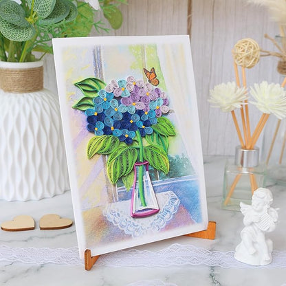 KingKraft Hydrangea Flower Card, Quilling Card, Birthday Card for Women, Anniversary Card for Wife, Valentines Day Card, Mothers Day Card, Thinking of You, Get Well Card for Sister, Daughter