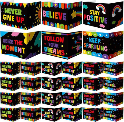 Honoson 24 Pcs Bulk Inspirational Privacy Folders for Students Cardboard Test Privacy Boards Motivational Words Desk Dividers Shield for Classroom School Study Supplies, 6 Styles(Colorful)