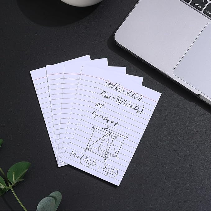 Vertical Ruled Index Cards 3 X 5 Flashcards Double Sided Lined Notecards Heavy Weight Ruled Checklist Card Thick Recipe Cards for Studying, School, Home and Office（White,200 Count）