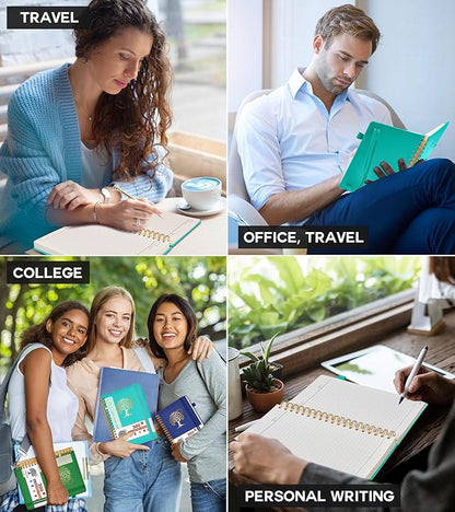 Large Spiral Notebook Journal for Women Men - 300 Numbered Lined Pages, College Ruled,B5 Hardcover Spiral Bound Notebook for School, Work, Note Taking, Writing, Leather Spiral Journal 7"x10"