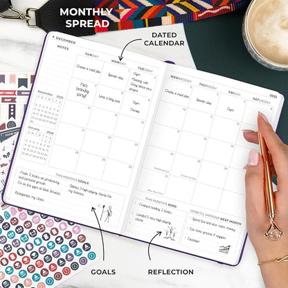 Clever Fox Dated Planner Premium Edition – 2025-2026 Weekly Planner for Planning, Goal Setting & Time Management – Planner Notebook with Habit Tracker & to-do List – A5 Size (Purple)