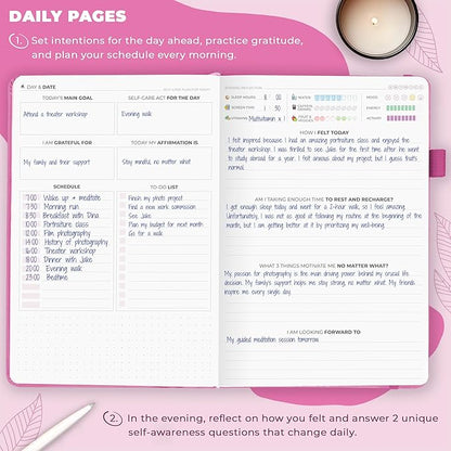 Clever Fox Self-Care Journal – Daily Reflection Notebook – Mental Health & Personal Development Planner, Meditation & Mood Log, A5 (Violet Blossom)