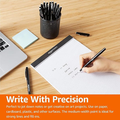 Amazon Basics Felt Tip Markers, Black, 24-Pack