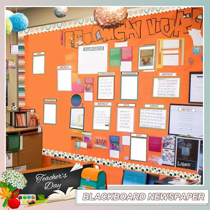 90 Pcs Science Fair Board Supplies 60 Trim Scalloped Bulletin Board Borders 24 Presentation Board Subtitles 6 Science Fair Titles for Classroom Display Boards(Boho)