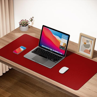 ‎Boutilon Leather Desk Pad 24"x 14" Non-Slip Mouse Pad,Office Desk Mat,Waterprooft PU Leather Desk Blotter,Desk Pad Protector,Desk Writing Pad for Home Office Decor (S-Red)