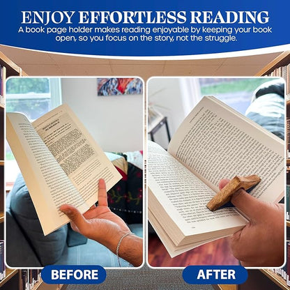 Book Page Holder - Handcrafted Mango Wood & Blue Resin Thumb Bookmark - Unique Reading Accessories & Gifts for Book Lovers, Readers & Bookworms