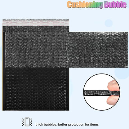8.5x12 Inch Bubble Mailers 40 Pack, Self Seal Padded Envelopes for Small Business, Waterproof Shipping Bags, Black