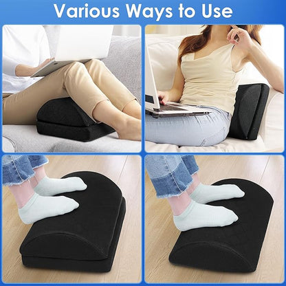 Foot Rest for Under Desk at Work Adjustable Foam for Office and Home, Office Desk Accessories，Comfortable Footrest with 2 Adjustable Heights，Back & Hip Pain Relief (Black)