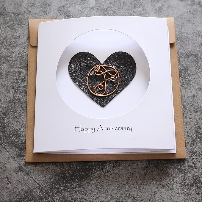 Personalized Initial Copper Card, Copper Initial, Anniversary Card for Her, Couple, Gift for Her (F)