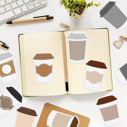 30 Pack Coffee Cup Sticky Notes, Total 600 Sheets, Funny Self Sticky Notepads Memo Pads for Coffee Lover Office School Student Kids Gift Class Reward Birthday Party Favors Goodies Bag Fillers