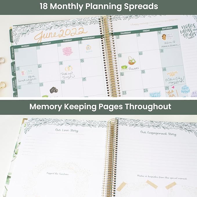 bloom daily planners Hard Cover Complete Wedding Day Planner Bridal Journal & Organizer (Undated) - 9" x 11" - Planning Our Forever