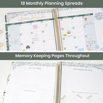 bloom daily planners Hard Cover Complete Wedding Day Planner Bridal Journal & Organizer (Undated) - 9" x 11" - Planning Our Forever