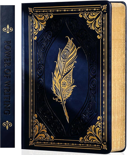 CAGIE 320 Pages Thick Hardcover Journaling Notebooks Vintage Leather Journal for Women Men A5 College Ruled Journals for Writing with Gift Box, 5.7 x 8.3 in, Blue