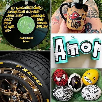 SFAIH Acrylic Gold Paint Pens - 8 Pack 2-3MM Medium Tip & 0.7MM Extra Fine Gold Markers Permanent for Rock, Wood, Metal, Fabric, Plastic, Glass, Ceramic, Diy Crafts, Large Ink Capacity, High Coverage