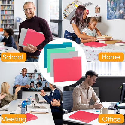 100 Packs File Folder,Rose Red File Folders Letter Size,1/3-Cut Tabs,8.5x11 File Folders for Office,School and Home,Organizer Folder