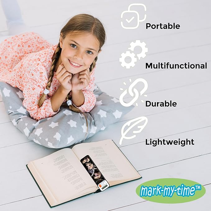 Mark-My-Time - Digital Bookmark - Mark My Time Reading Timer and Bookmark for Kids, Cool Bookmarks and Reading Incentives, Christmas Gift & Stocking Stuffer for Book Lovers - 3D Dinosaur