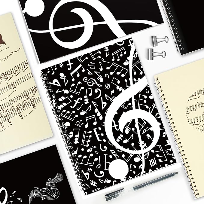 MAXCURY Blank Sheet Music Composition Manuscript Staff Paper Art Music Notebook Black 100 Pages 26x19cm (Music Note)