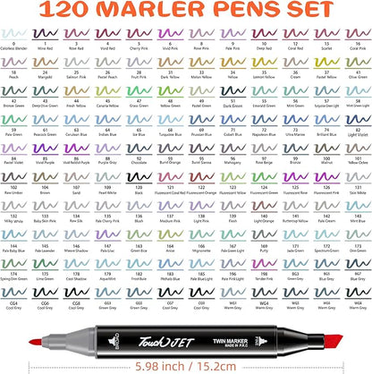 Alcohol Markers, 120 Colors Dual Tip Art Markers, Drawing Markers, Coloring Marker for Kids Sketching Adult Coloring