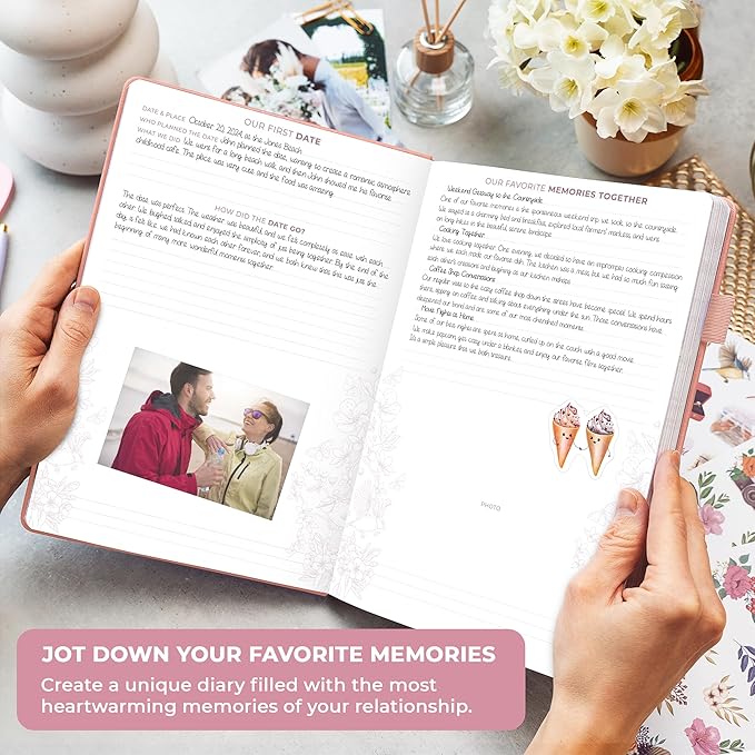 Clever Fox Anniversary Journal – Couple Memory Book & Photo Album with Writing Space – Wedding, Bridal Shower & Married Couple Gifts (Peach Pink)