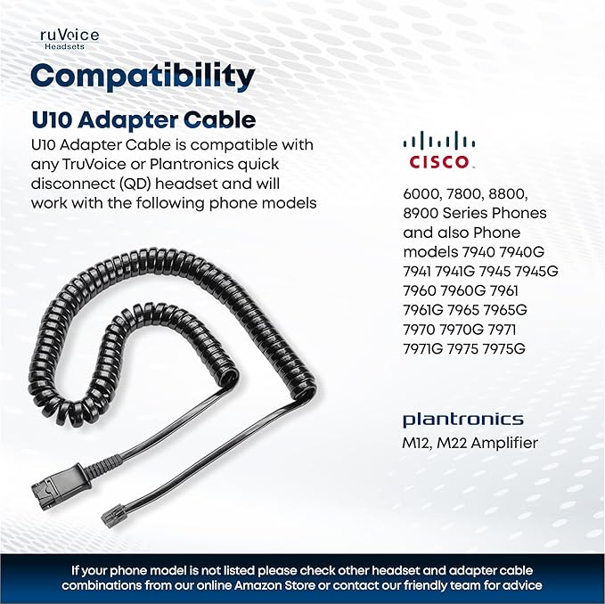 TruVoice HD-700 Premium Headset with HD Sound and Ultra Noise Canceling Microphone - Compatible with Cisco 6000, 7800 and 8800 Series Phones and 7931 7940 7941 7942 7945 7960 7961 7962 7965 7970 7975