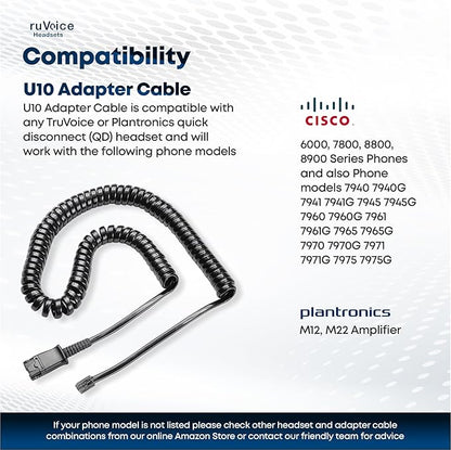 TruVoice HD-500 Premium Headset with HD Sound and Noise Canceling Microphone - Compatible with Cisco 6000, 7800 and 8800 Series Phones and Also 7931 7940 7941 7942 7945 7960 7961 7962 7965 7970 7975