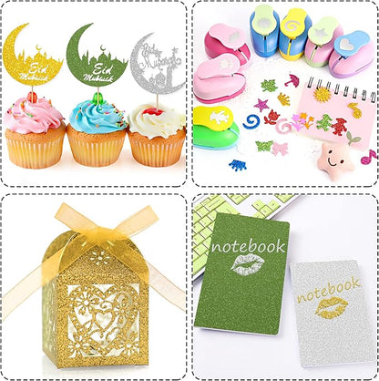 24 Sheets Green Glitter Cardstock Paper, A4 Premium Sparkly Paper for Scrapbook, DIY Projects, Party Decoration, Gift Box Wrapping 250GSM/92lb