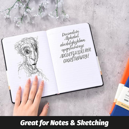 SUIN Hardcover-Journal-Notebooks, A5 Lined Journals Notebook for Writing 200 Pages, 8.2 x 5.5 inch, Classic Ruled Notebooks for Work/Travel/College (Black- 1 Pack)