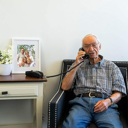 iSoHo Big Button Corded Phone for Seniors – Easy-to-Use Landline with Lighted Keypad, Ergonomic Handset & No Power Needed – Retro Home Phone for Elderly, Visually Impaired & Hard of Hearing, Black