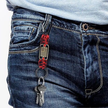 2 Pcs Heavy Duty Braided Paracord Lanyard Keychain with USA Flag, Parachute Rope Necklace Keychains, Braided Strong Lanyard for Outdoor Activities, Camera, Keys, Whistle, Traveling