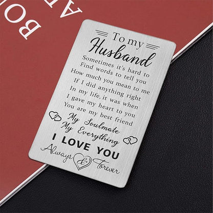 Husband Wallet Card Father‘s Day Gifts from Wife, I Love You Gifts for Him Husband Birthday Card, Unique Wedding Anniversary Presents for Men, Valentines Day