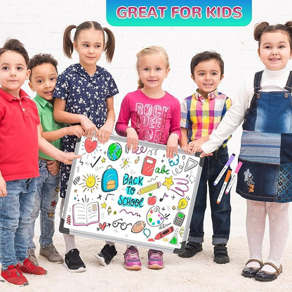 Monthly Calendar Whiteboard Dry Erase Cork Board Combination for Wall, 24"x18" Magnetic Dry Erase Board, Double-Sided White Board, Portable Board for Office, Kitchen, Planning, Memo, School, Home