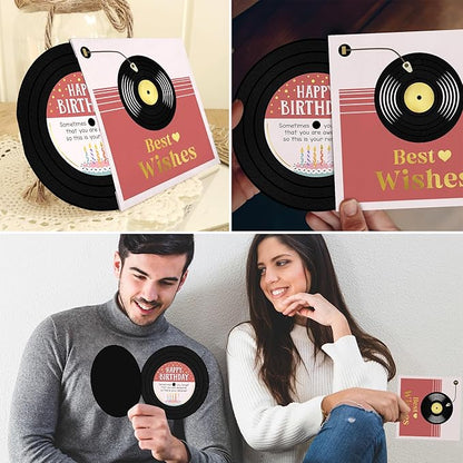 Birthday Card for Women Wife Girls, Inspirational Birthday Gifts for Her, Cute Happy Birthday Card with Fun Sweet for Teacher, Mom, Sister, Vinyl Record Design, Sticker and Envelope (Gold Foil)