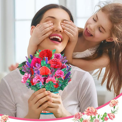 Get Well Soon Pop Up Card, 3D Flower Bouquet Greeting Cards For Women with Note Card and Envelope for All Occasion, Mother's Day, Birthday Card for Mom, Thinking of you, Teacher Appreciation Gift