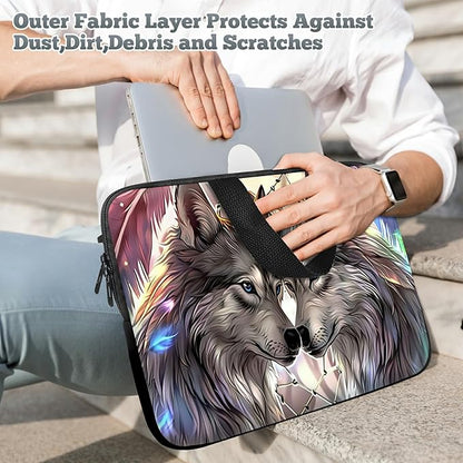 Universal Tablet Laptop Sleeve Case 10 inch, Couple Wolf Slim Carrying Case Durable Handbag Travel Laptop Bag for 7 to 10-inch Laptops/Notebook/Kids Tablet/ipad/eBook Readers