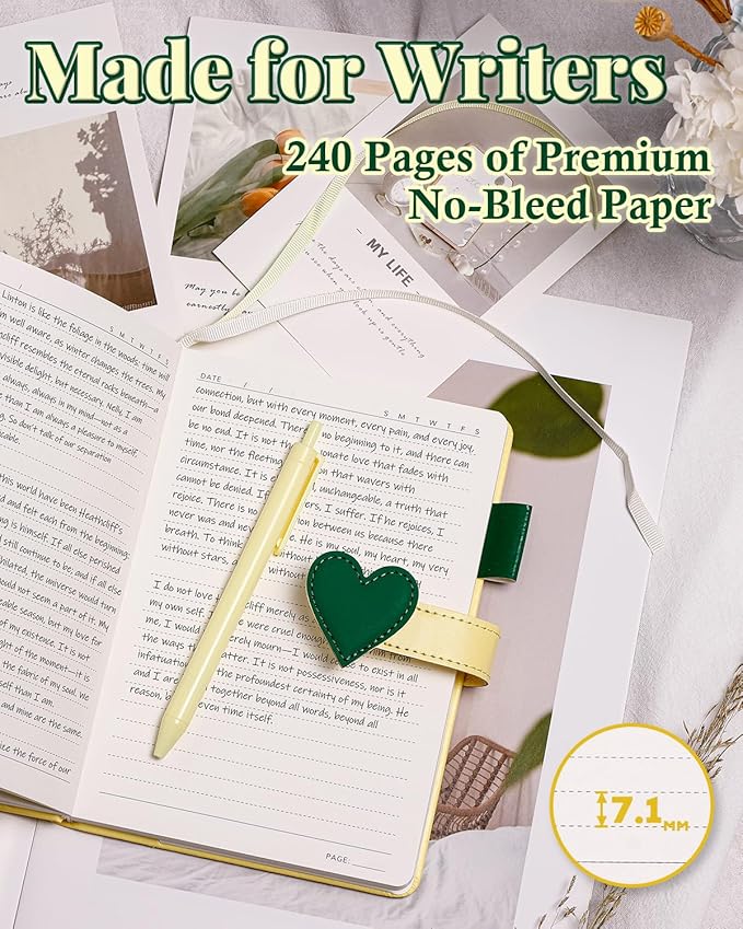 Journal for Women and Girls with Heart Buckle, 240 Pages Girls Diary Journal with Pen for Writing, Cute Daily Writing Journals for Women, B6 Pretty Journaling Hardcover Notebooks (Melon Yellow)