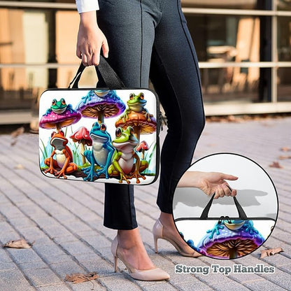 Universal Tablet Laptop Sleeve Case 10 inch, Color Frog Mushrooms Slim Carrying Case Durable Handbag Travel Laptop Bag for 7 to 10-inch Laptops/Notebook/Kids Tablet/ipad/eBook Readers