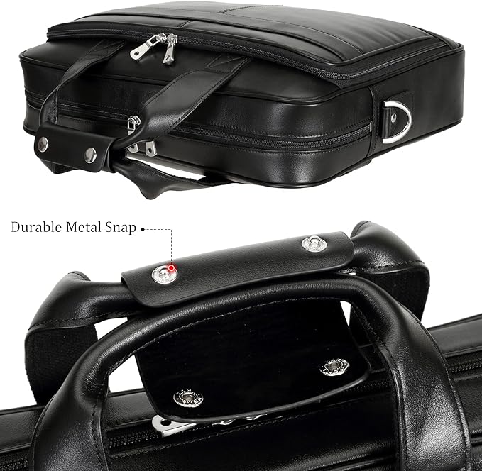 Polare Full Grain Leather 16.5'' Laptop Bag Briefcase for Men Business Messenger Work Bag Fits 15.6'' Laptop