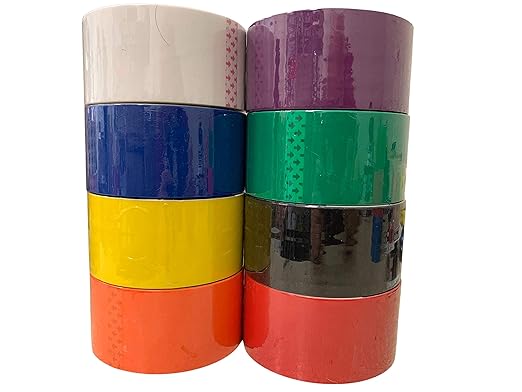 bark and lindy Bright Colored Packing Moving Craft Tape Bundle of Black, White, Orange, Yellow, Green, Purple, Red, Blue 1.88" x 164 Feet per Roll