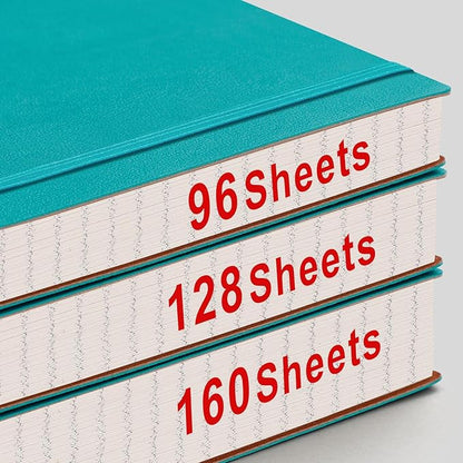 AHGXG Graph Paper Notebook - Grid Paper Notebook Large A4 8.5''×11'', 320 Pages Thick Journal, 100gsm Thick Graph Paper, Leather Softcover, Inner Pocket - Cyan