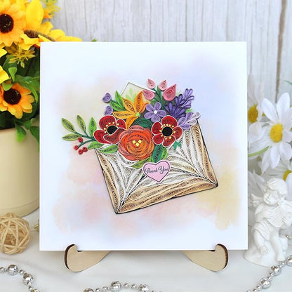 KingKraft Thank You Card, Handmade Colorful Greeting Card, Gratitude Artful Quilling Card for Mom, Sister, Friend, Teacher with Envelope Blank Inside